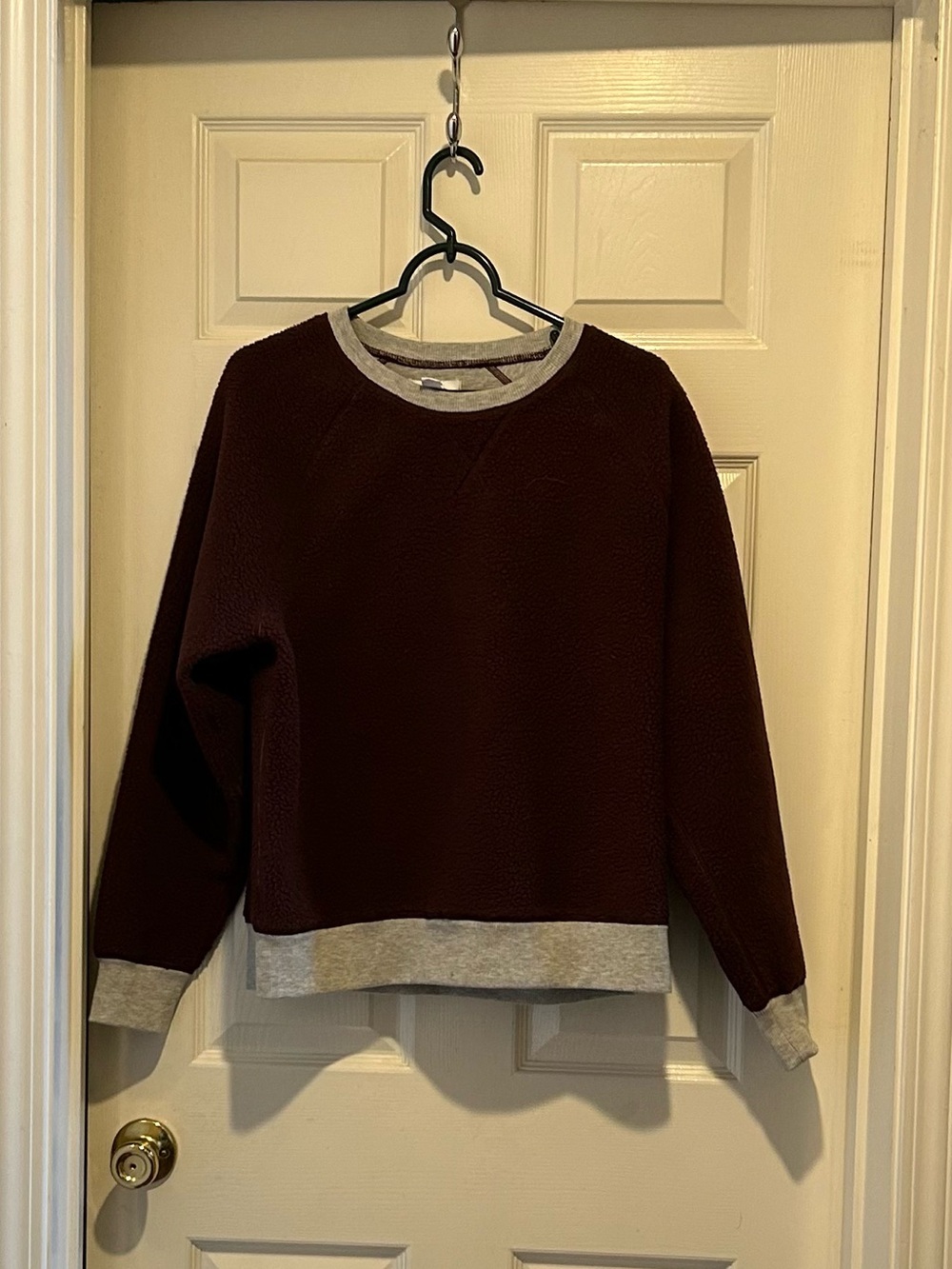 Martha Stewart Burgundy Crewneck Sweatshirt with Gray Trim